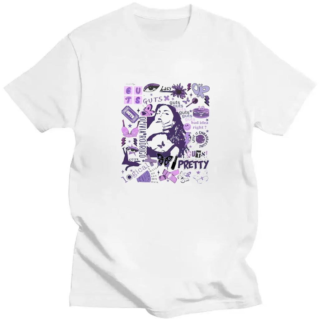 Olivia Vampire Guts 2024 World Tour Women Summer Trend Y2K T-Shirt Gothic Fashion Street Casual Short Sleeve Shirt