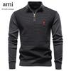 2025 Autumn/Winter Embroidery New Half Zipper Men's Stand Up Collar Cotton Sweater Business Casual Knitted Sweater