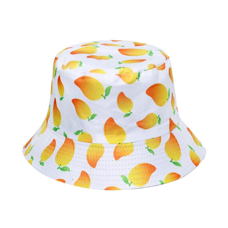 Unisex Vegetables Fruits Print Bucket Hats For Women Girls Summer Double-Sided Foldable Panama Sun Hat Fruit Bob Fisherman Caps