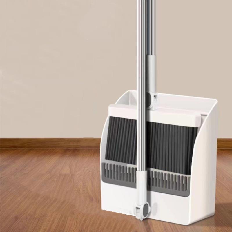 Indoor/Outdoor Broom and Dustpan Set with Magic Silicone Bristles