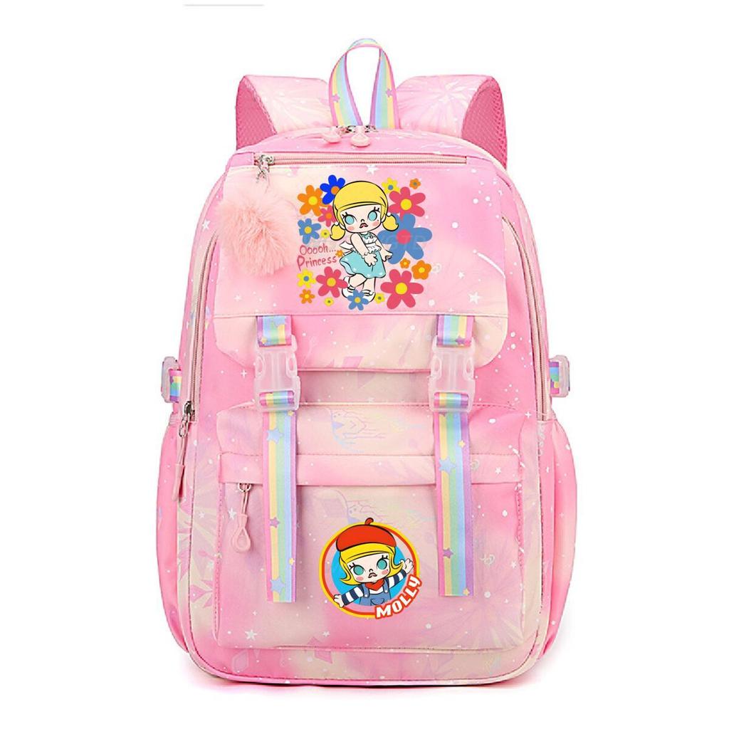 Nova mochila pequena e fofa com estampa de desenho animado da Molly, fresca, de grande capacidade, bolsa escolar