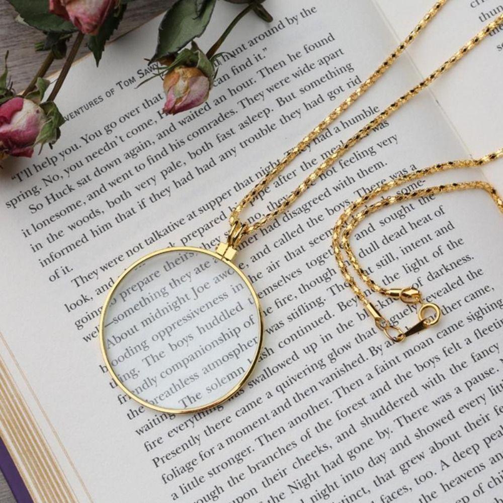 Gift Necklace Magnifying Glass 5x Portable Monocle Magnifier Pendant  Reading Newspaper