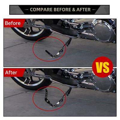 Motorcycle Black Foot Pedal Stand Kickstand Extension Chrome For Harley CVO Touring Road King Electra Street Glide 1991-2022