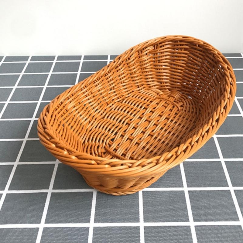 Imitation Rattan Woven Bread Basket Wicker Fruit Baskets for Food Serving Display Vegetables Home Kitchen Restaurant