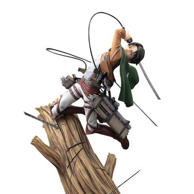 Figurină Frumoasă Attack On Titan Levi Ackerman Trunchi de Copac Stând Versiune de Luptă Statuetă Colecționabilă Cu Echipament de Manevră 3D Pentru Fanii Anime
