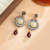 KunJoe Vintage Sunflower Pendant Earrings for Women Bohemian Crystal Tassel Flower Drop Earrings  Jewelry Accessories