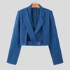 INCERUN Menn Lapel Langermet Front Cross Belte Kort Blazer Casual Jakker