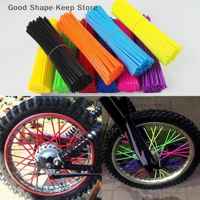 Motos Vélo Jantes Couleur Peau Garnitures Cache-tuyaux, 36/72pcs Protections de Rayons de Roue Enveloppes, Kit de Cache-Jantes Vélo