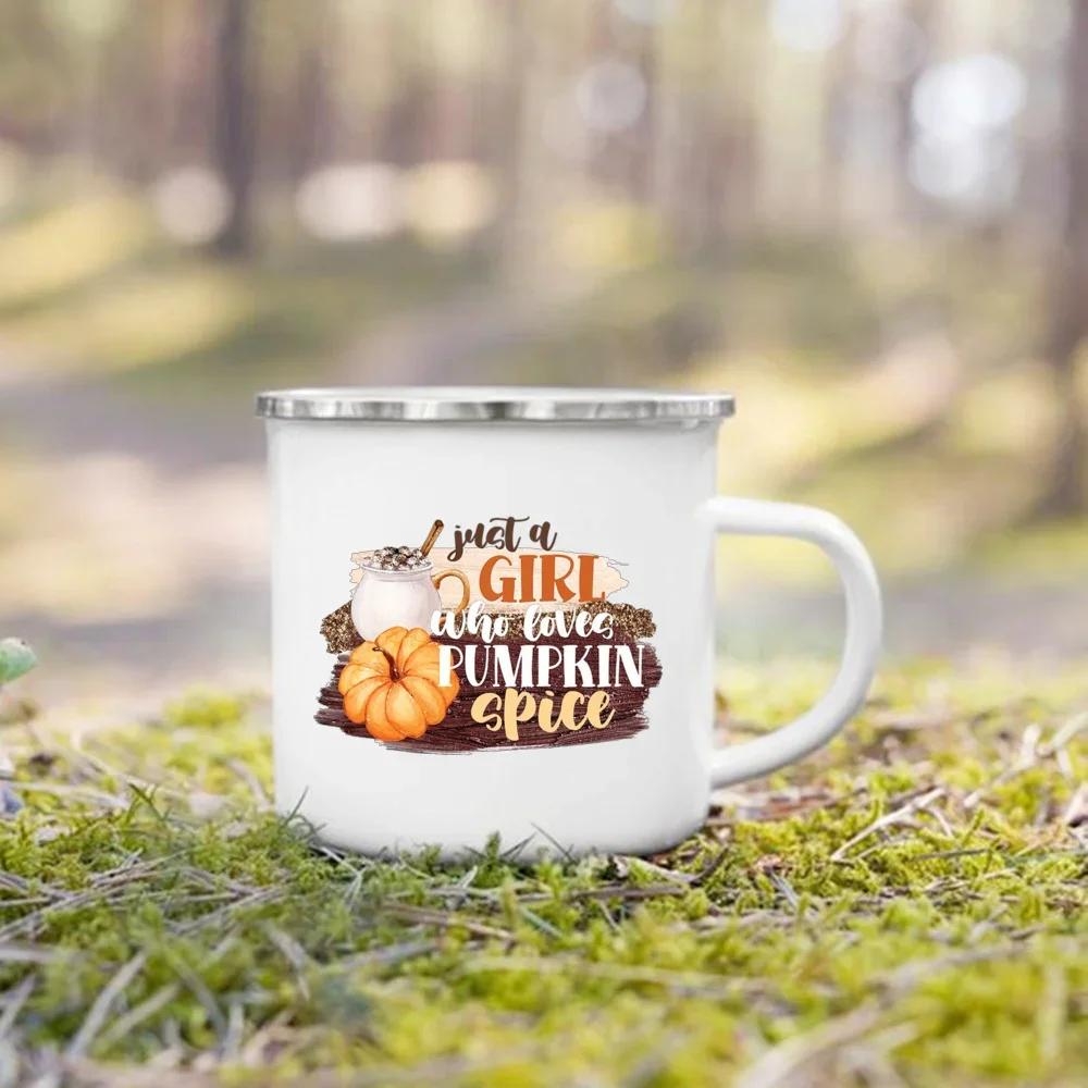 Take Me To The Pumpkin Patch Printed Enamel Mugs Coffee Cups Thanksgiving Party Juice Mug Cocoa  Handle Cup Fall  Holiday Gifts