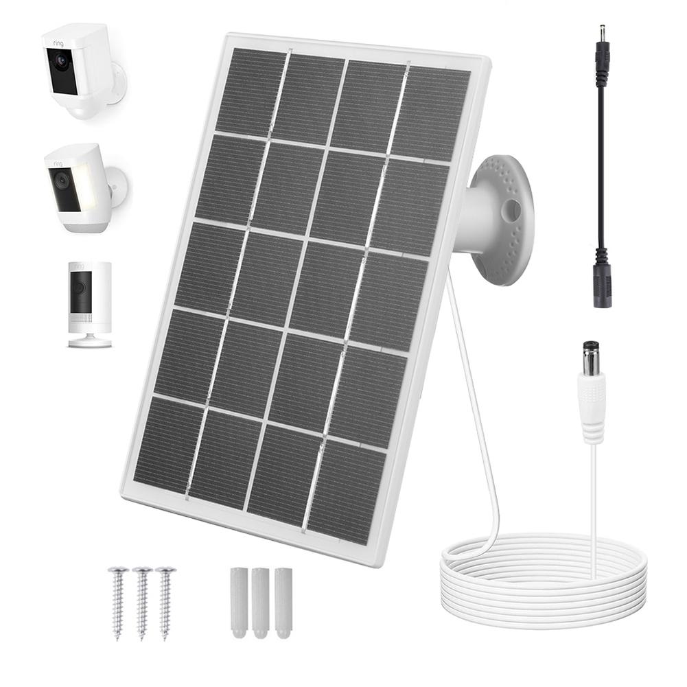 Caricatore Solare da 10W Impermeabile con Staffa a Muro Regolabile a 360° e Cavo da 3m per Ring Stick Up Cam e Spotlight Cam