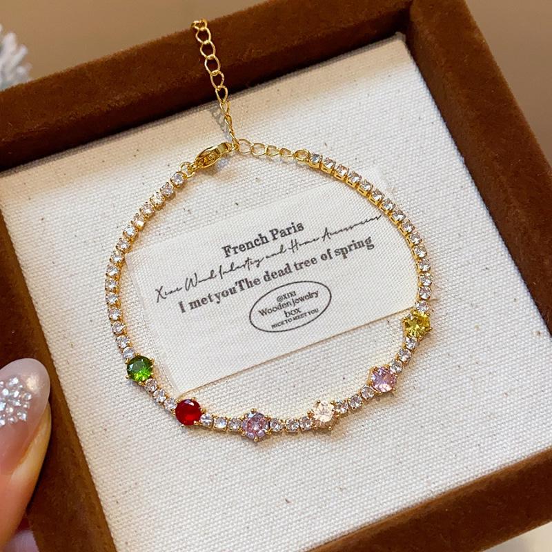 

18k Gold Plated Zircon Round Bracelet - Luxurious Fairy-like Retro Bangle разноцветный/золотой