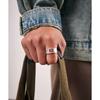 Adjustable Open Ring Men Women Vintage Geometric Plated Wide Band With Chinese Character Design