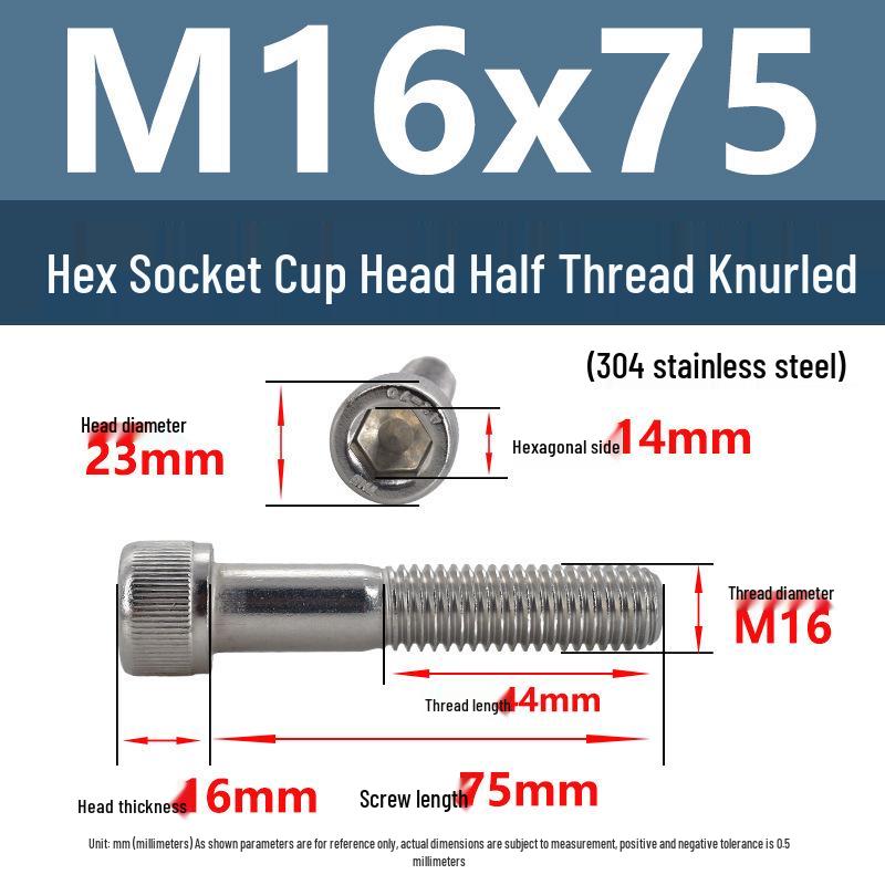 304 Stainless Steel Hex Socket Screws M4-M20, Cylindrical Head, Partial Thread Bolts