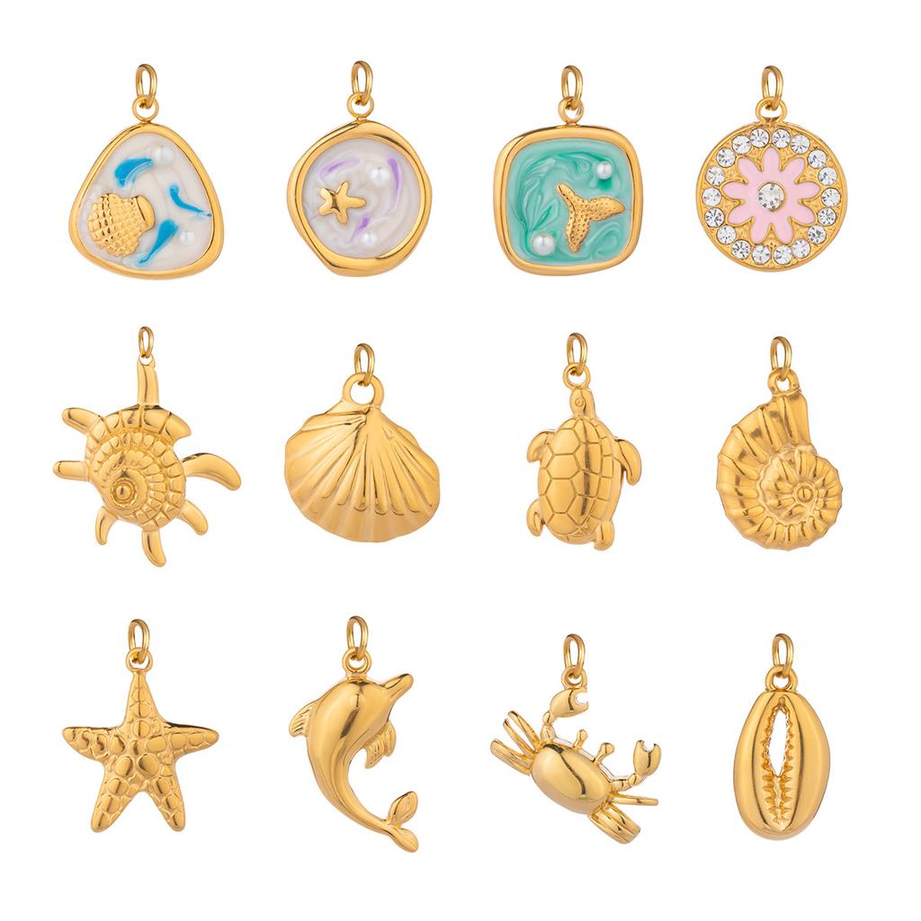  Ocean Style Hot Sale Small Animal DIY Pendant Accessories Waterproof Smooth Metal Handmade Polished Jewelry