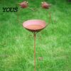 Heavy Duty Bird Feeder Metal Bath with Garden Stake, Outside Feeder, Double Decorative Love Heart Birdbath Bowl for Outdoor Patio Yard