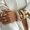 Imitation Pearl Spring Bracelet Women, Fashion Design Sense Metal Cut Surface Glossy Open Bracelet