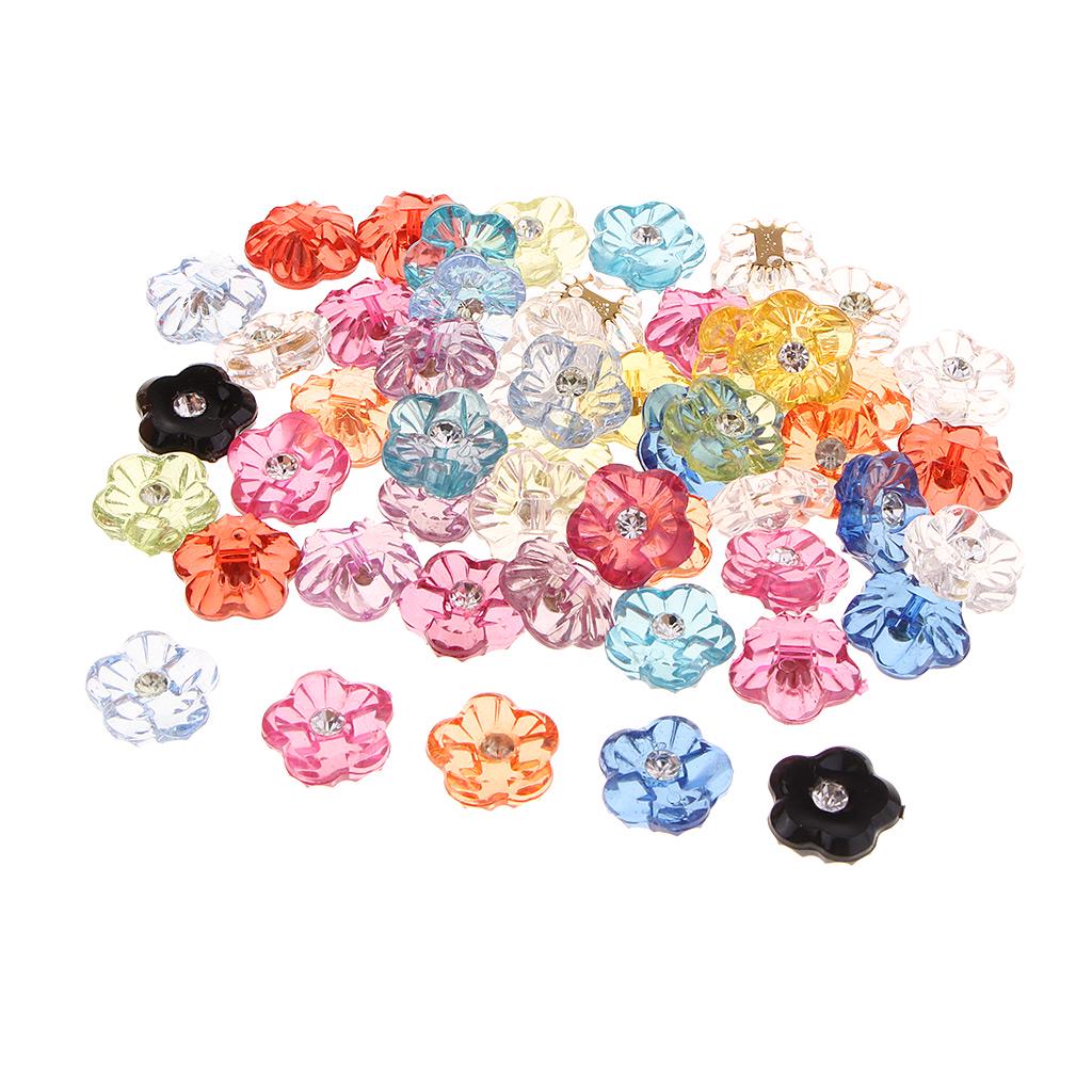 50 Pieces Acrylic Resin Rhinestone Clear Colorful Buttons Sewing Supplies