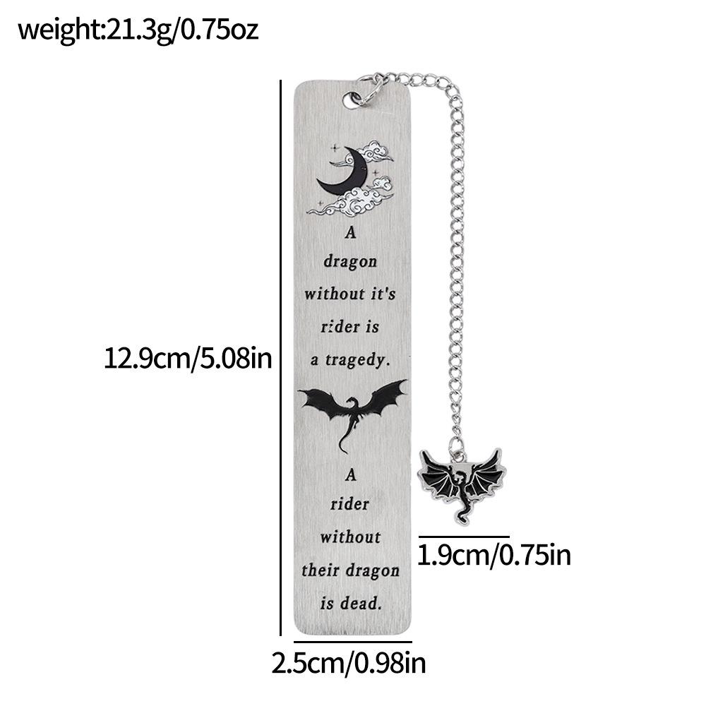 Dark Dragon and Moon Chain Bookmark with Starry Sky Print – Dragon Pendant for Reading & Decoration