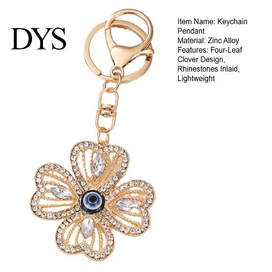 Keychain Pendant Rhinestones Inlaid Four-Leaf Clover Design Key Four Leaf Chain with Anti-Oxidation Lobster Clasp Decorative Backpacks Accessory Wear