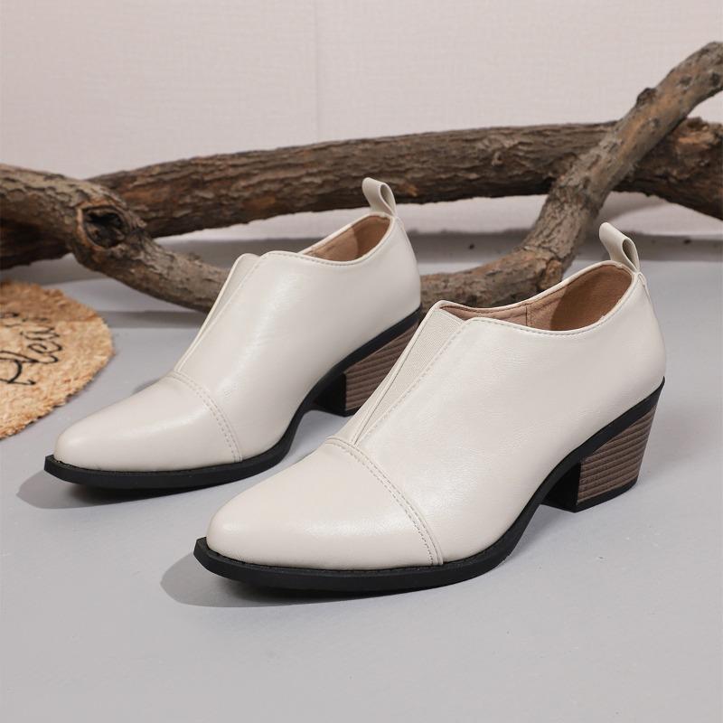 

Кожаная обувь для женщин Ботинки в британском стиле Женские ботинки Модные Заостренный носок Высокий каблук Дизайнерские Высокое качество Ботинки челси Большой размер 35