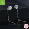 Premium Sense 40 Points Moissanite Earline Women, Exquisite Minimalist Style Long Fringed S925 Sterling Silver Earrings