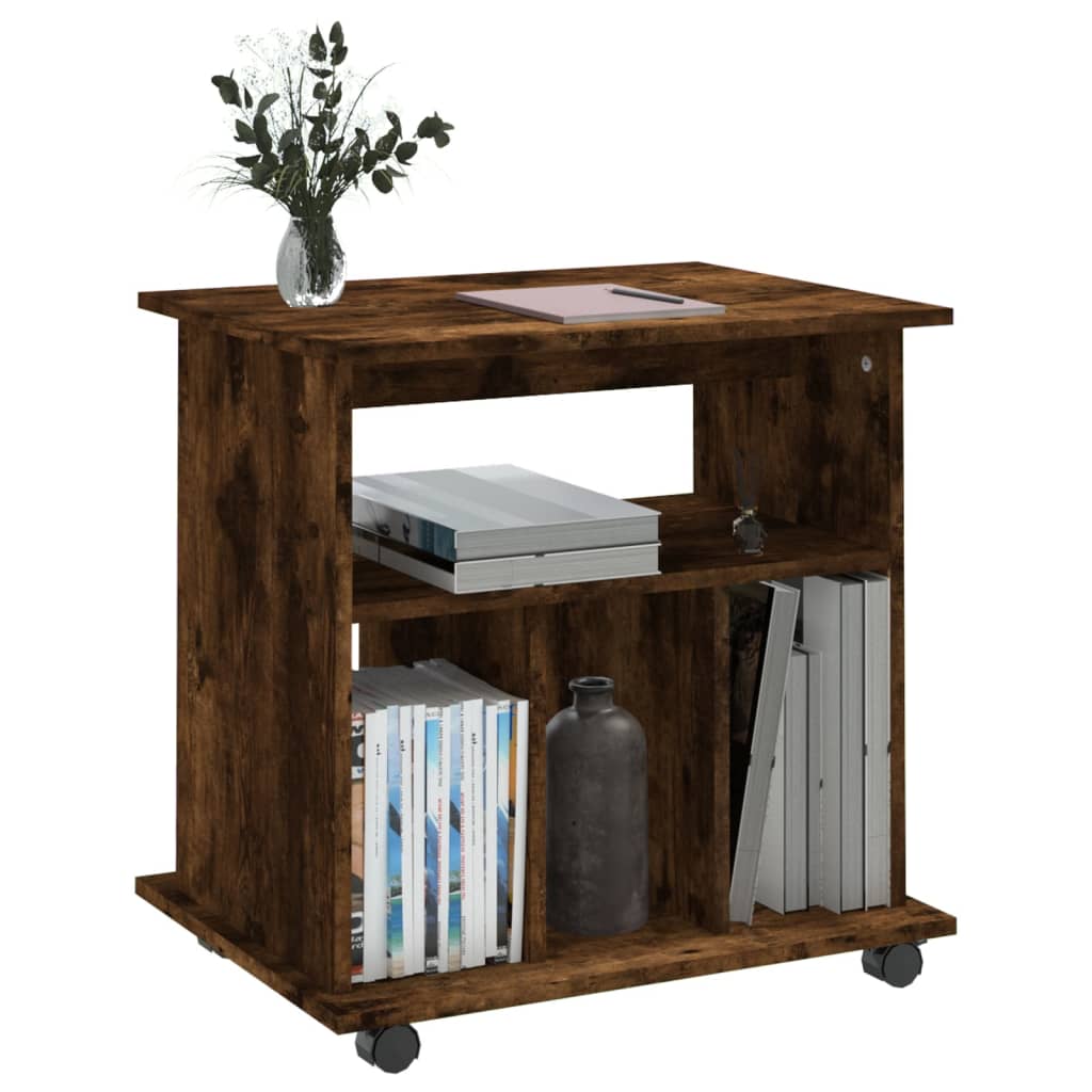 Mobile Filing Cabinet Smoked Oak Finish 60 X 45 X 60 Cm Engineered Wood