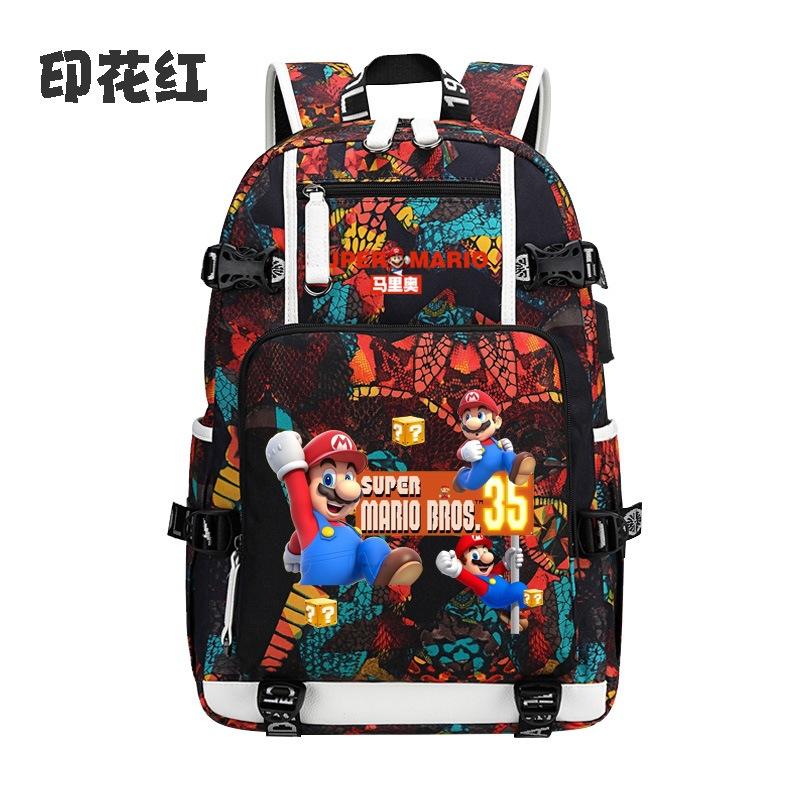 Zaino con Licenza Anime di Mario per Bambini Adolescenti Ragazzi Ragazze, Leggero Ergonomico Zaino Scolastico Grande Capacità, Design Anti-Scoliosi