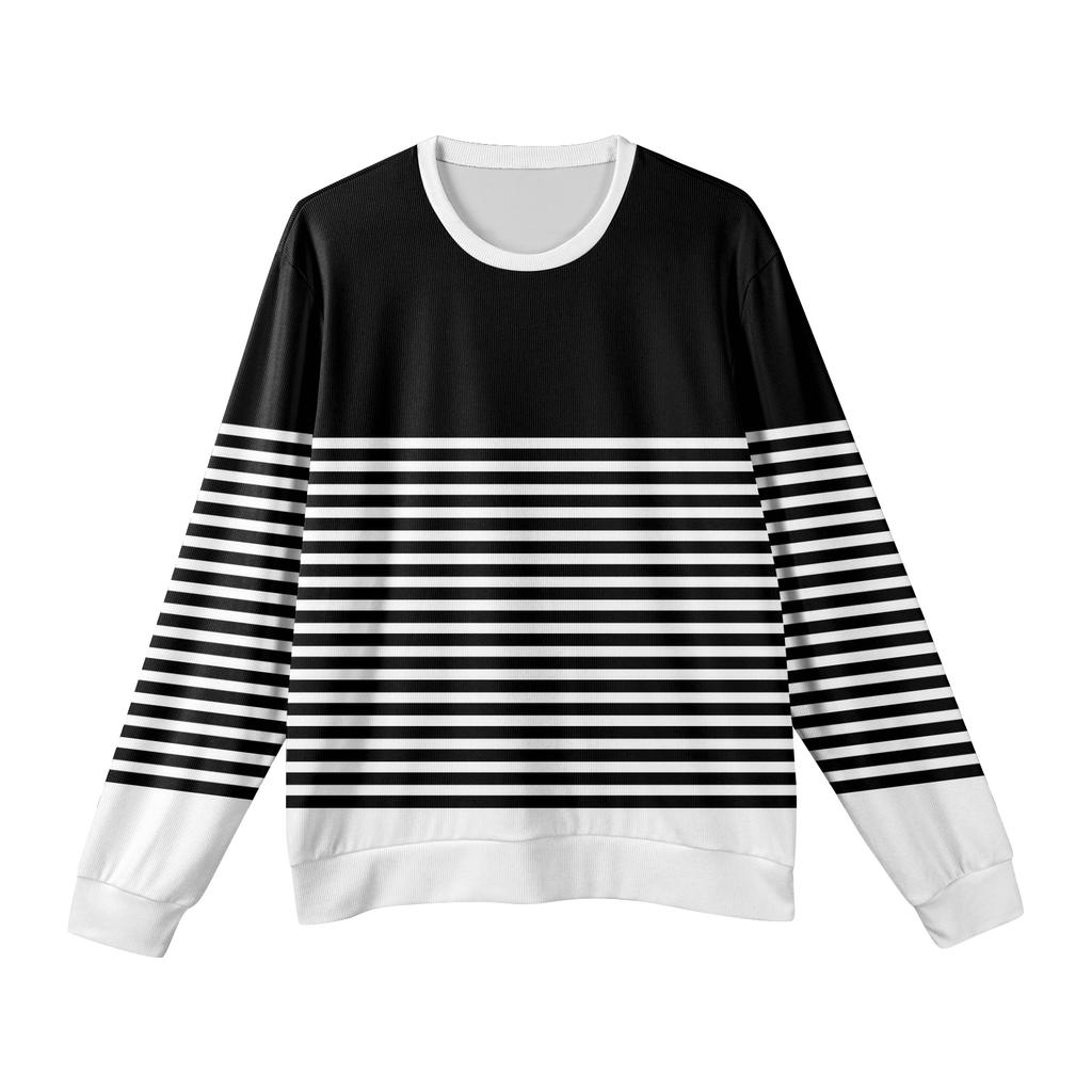 Men's Round Neck Long Sleeve Ribbed Knit Pullover