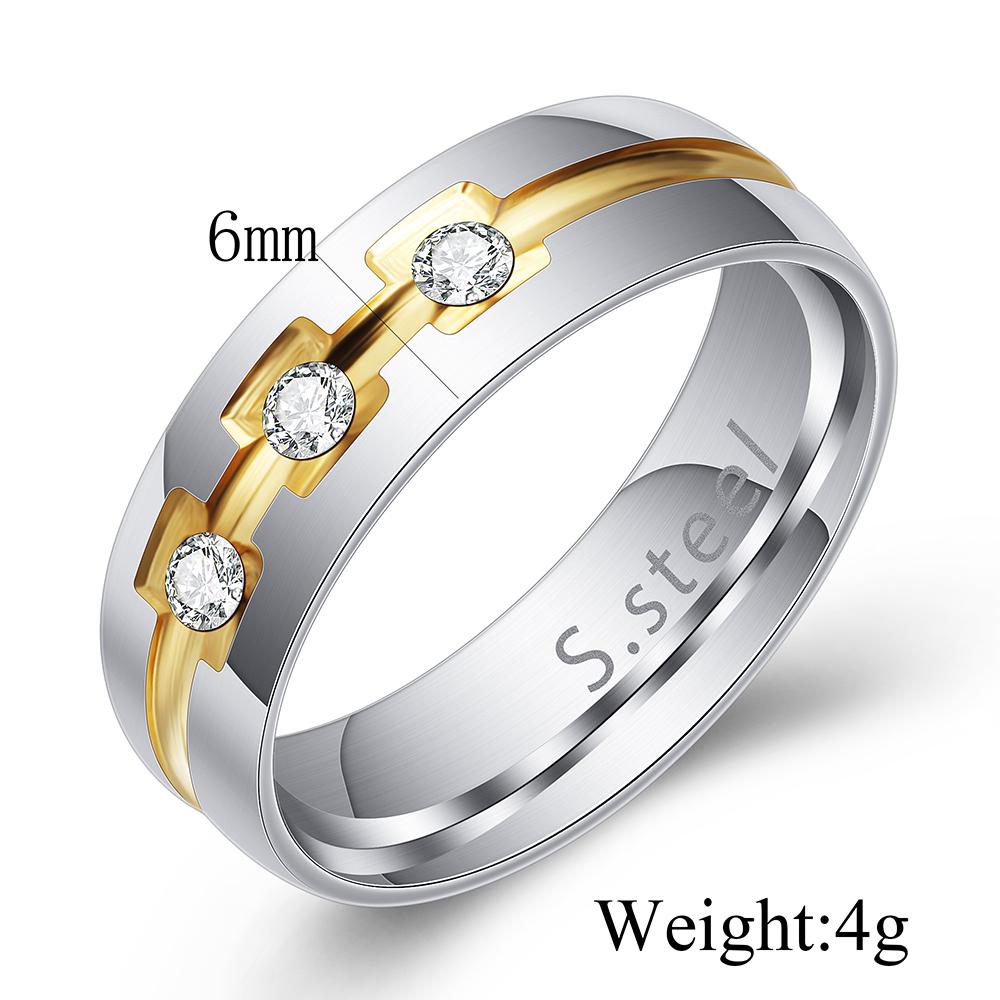 VQYSKO Bling CZ Wedding Rings For Women 6MM Stainless Steel Female Aliance Anel Love Gifts