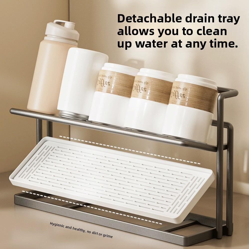 Sink Storage Rack Drain Cup Rack Double-layer Cup Storage Tray 2Layer Cup Storage Rack  Home