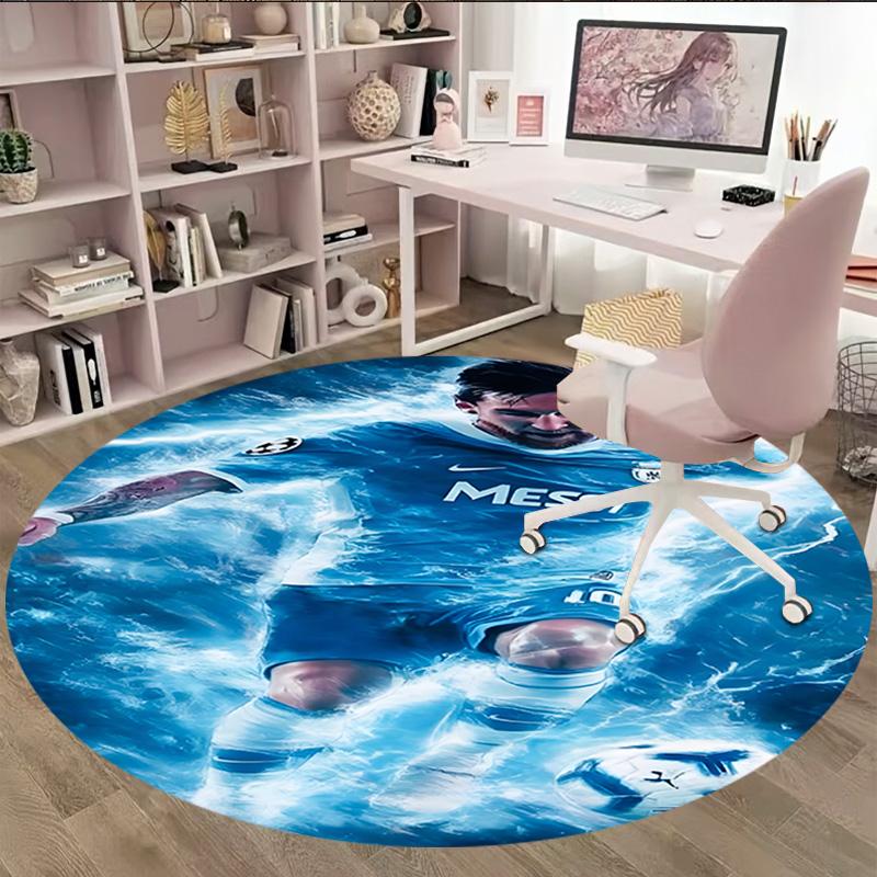 1pc M-Messi5 Carpet, Round Rug, Comfortable, Suitable for Entryways, Living Rooms, Office, And Bedrooms, Christmas Decoration