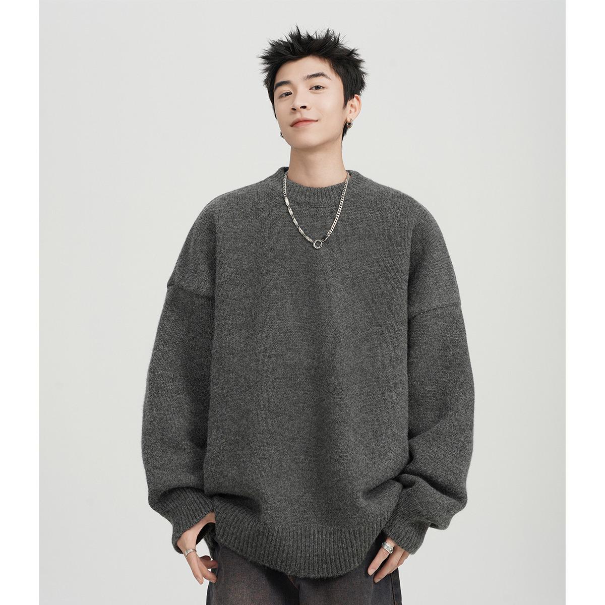 Unisex Japanese Retro Knit Sweater, Autumn/Winter Maillard Color, College Style for Boys & Girls M