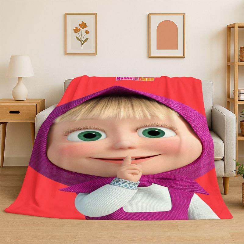 Cartoon Cute M-Masha Bear Soft Flannel Throw Blanket,Cozy Blanket for Bed,Couch,Sofa,Bedroom,Living Room,Travel,Picnic