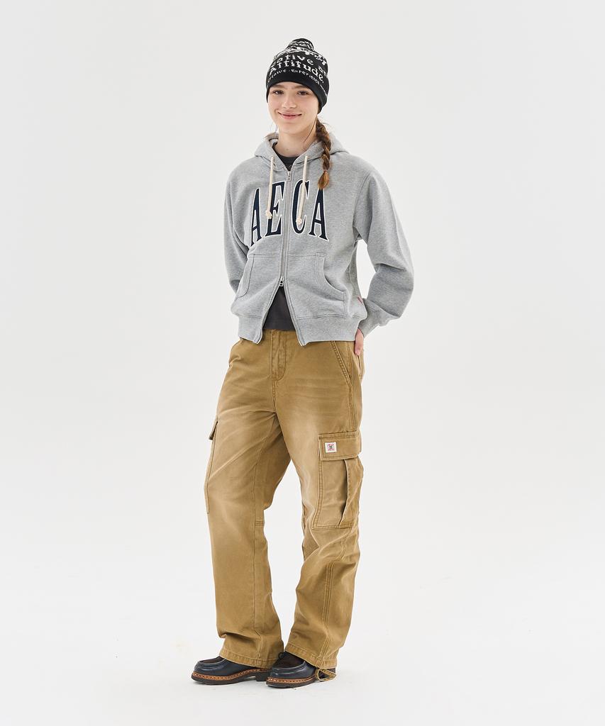 Aeca Aeca Applique Zip Up Hoodie-Grey