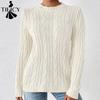 TIFICY Dame Mode Afslappet Efterår Vinter Ensfarvet Print Langærmet Rund Hals Sweater