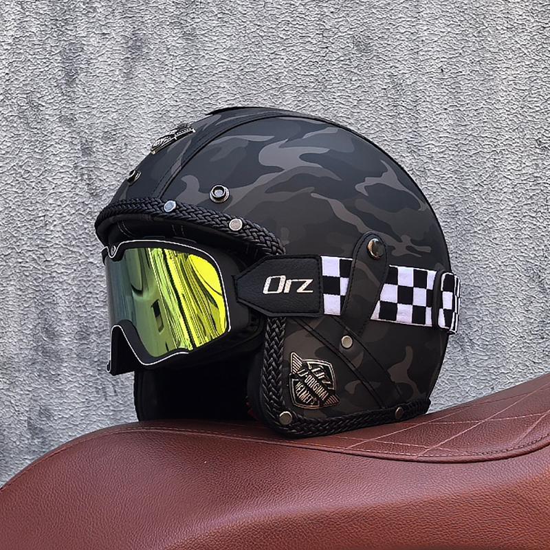 

Vintage Semi Open face Motorcycle Helmet 3/4 helmet All seasons Cruiser Ride Advunture Men Women Cruise protective glasses XXL слоновая кость