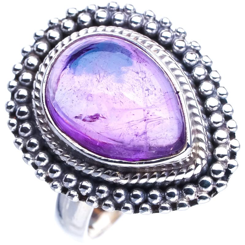 

StarGems Natural Amethyst Handmade 925 Sterling Silver Ring 8 E9255