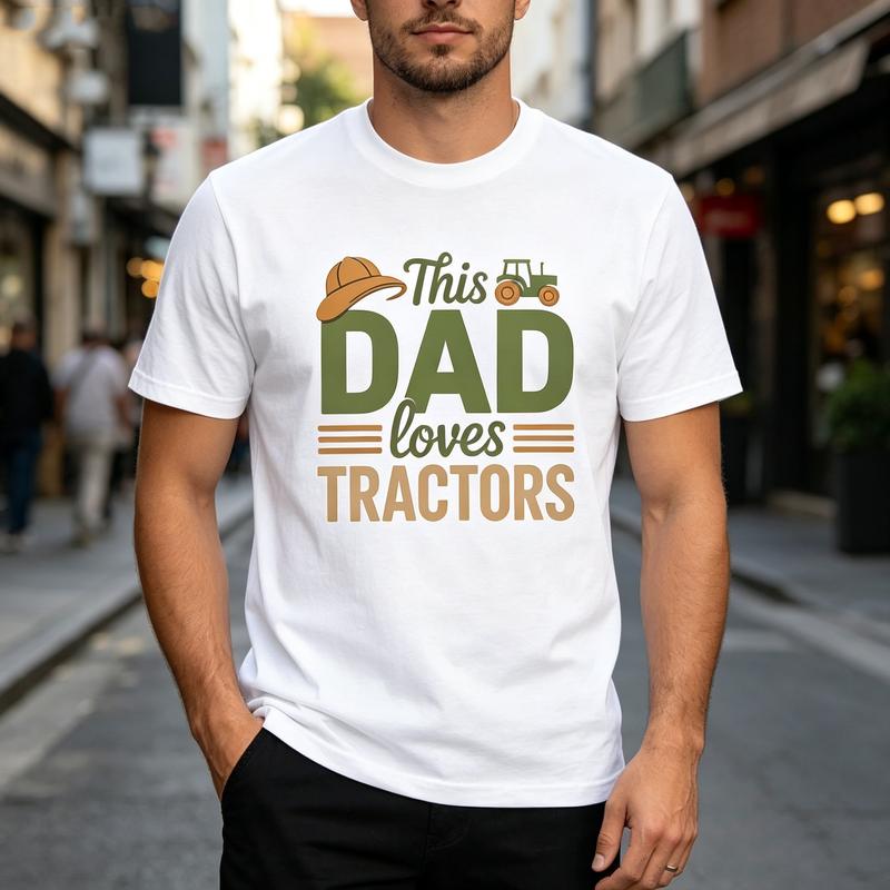 Funny This Dad Loves Tractors Print Tshirt Unisex Summer Hip Hop Streetwear Crew Neck Cotton Blend Tee
