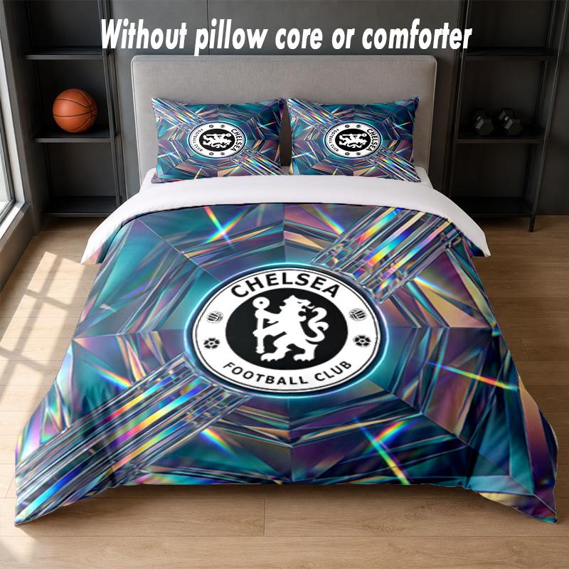Chelsea FC Design Bed Bedding Set 1 Duvet Cover + 2 Pillowcases Soft Breathable Household Bed Linens