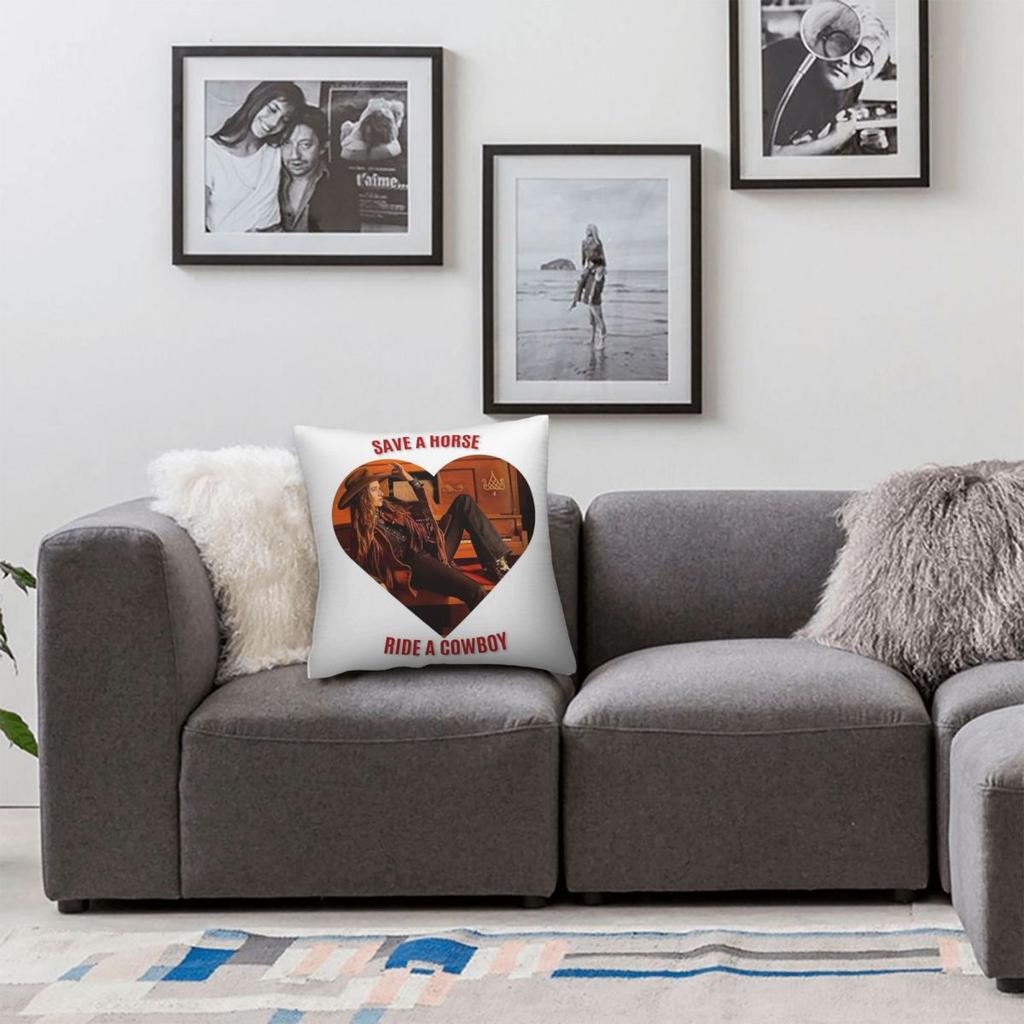 Big & Rich Save A Horse Ride A Cowboy Square Pillowcase Polyester Linen Velvet Pattern Zip Pillow Case Sofa Seater Cushion Cover