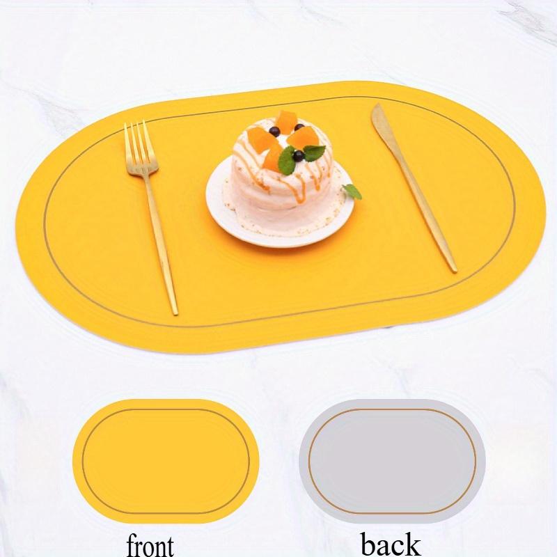 2pcs Double-Sided Oval PU Leather Placemats: Reversible, Washable & Foldable Heat-Resistant Table Mats for Dining, Home Decor