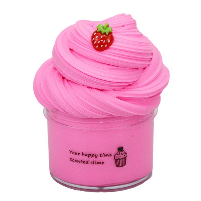 

70 мл Fruit Cake Slime Kit Fluffy Floam Kid Modeling Slime Clay Toy Polymer Safe Cotton Biscuit Slime Strawberry