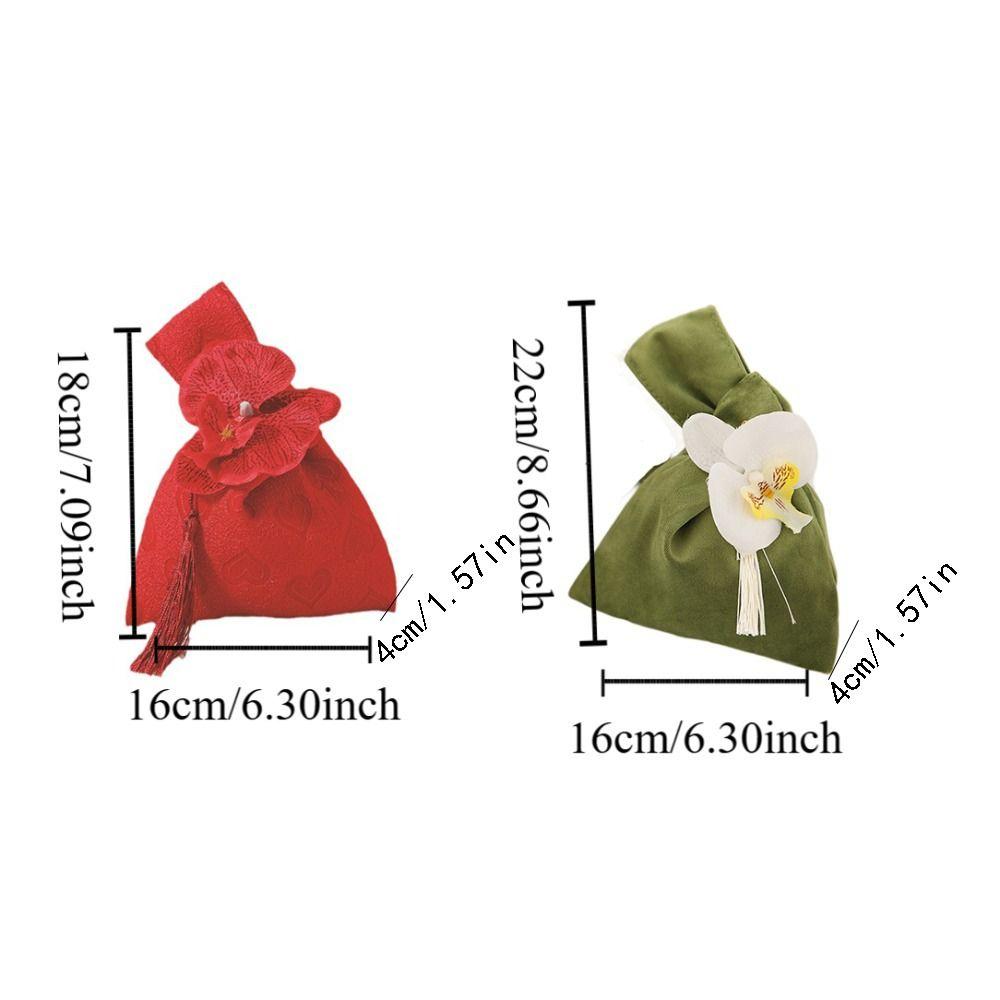 Velvet Flower Tassel Wrist Bag Temperament Festive Sugar Box  Cheongsam Accessories