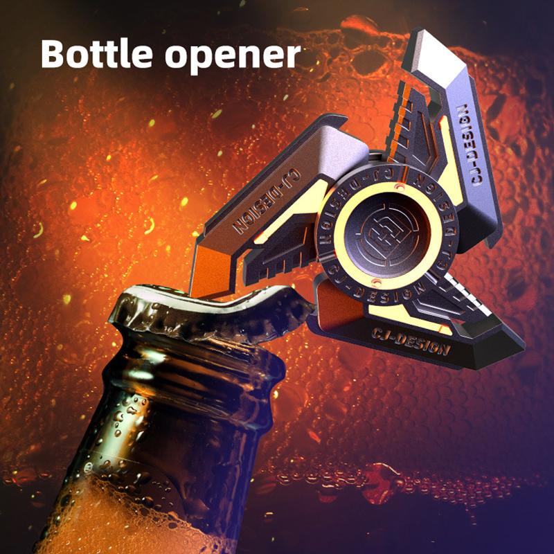 SCIONE Whirlwind Metal Fingertip Gyro DIY Luminous Adult Decompression High-end Finger Toys with Bottle Opener