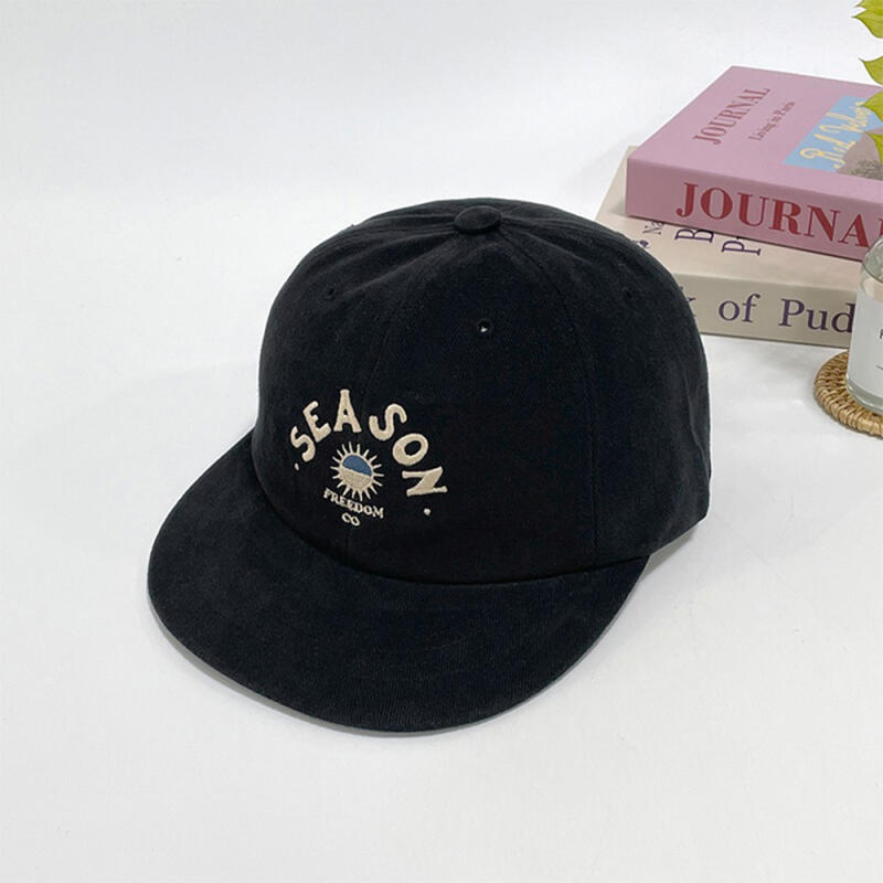 Men s and Women s Street Embroidered Snapback Cotton Hat C7217_Black