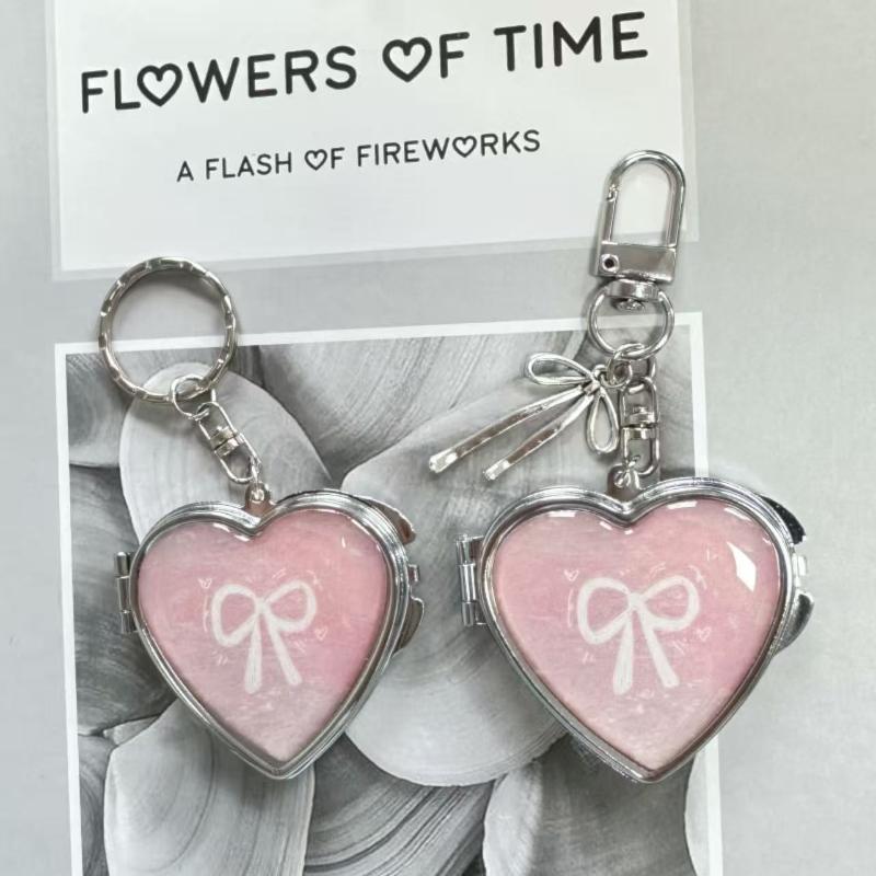 Y2K Trendiges Herz Klappspiegel Schlüsselanhänger Süß Cool Metall Schlüsselanhänger Make-up Mini Spiegel Mode Tasche Anhänger Mädchenhafte Geschenke