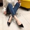 Single shoes cat heel pointed high heels soft leather spring and autumn new versatile girl black stiletto