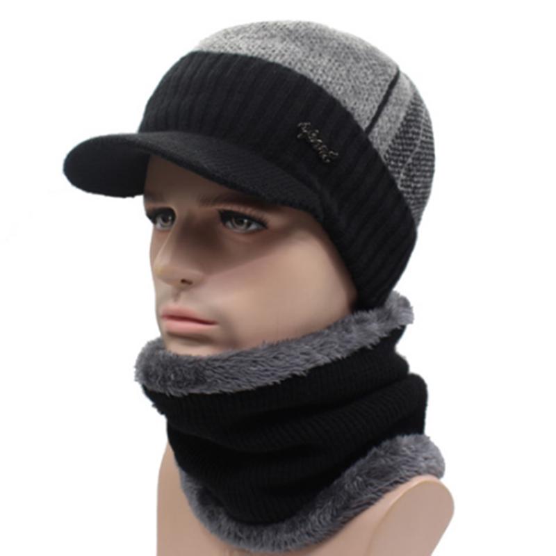 Men Winter Hat Casual Winter Beanie Hat For Men Plush Lining Wool Hat High Quality Warm Knitted Hat