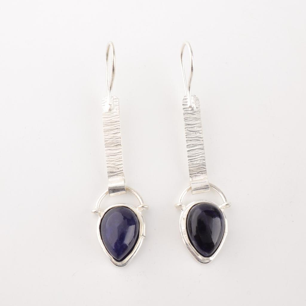 Sodalite Gemstone 925 Solid Silver Jewelry Handmade Earrings 2.3" Gift For Wife EE-166-29