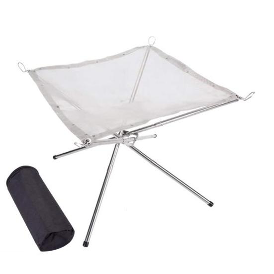 Portable Folding Firepit with Stainless Steel Grill Mesh Easy Setup Collapsible Camping Picnic BBQ Grill Wood Burning Charcoal with Carrying Bag